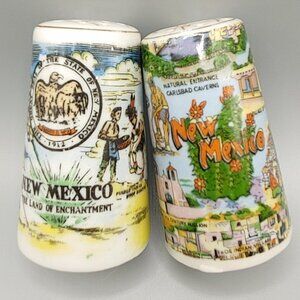 Vintage New Mexico Souvenir Salt & Pepper Shaker Set Cork Plugs Japan